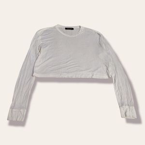 Reformation white cropped long sleeve top S